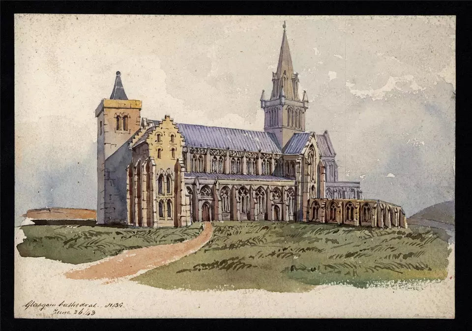 H. B. Garling - Watercolour Painting - Glasgow Cathedral Scotland 1843
