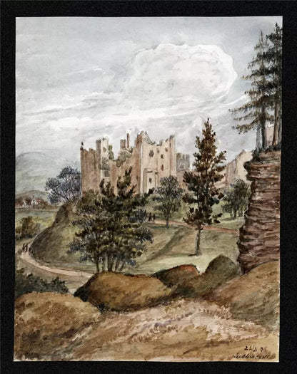 Ludlow Castle 1878 - Watercolour Painting - Algerina Peckover (1841-1927)