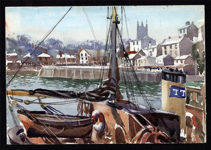 Arthur Royce Bradbury (1892-1977) Watercolour Painting - Boats In Harbour
