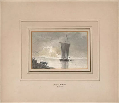 Thomas Hastings (1778-1854) - Watercolour Painting - Sailing Barge On The Severn