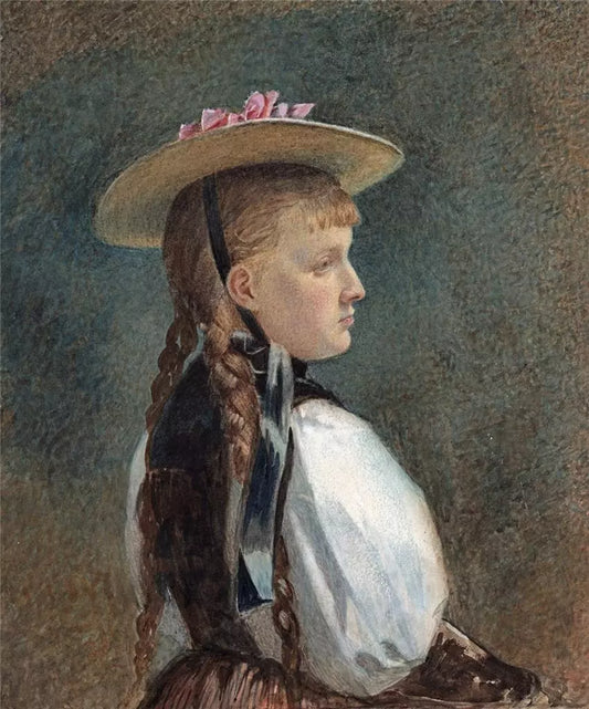 Harriet Kempe (act.1880-1893) Watercolour Painting Portrait Study - 19th Century