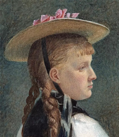 Harriet Kempe (act.1880-1893) Watercolour Painting Portrait Study - 19th Century