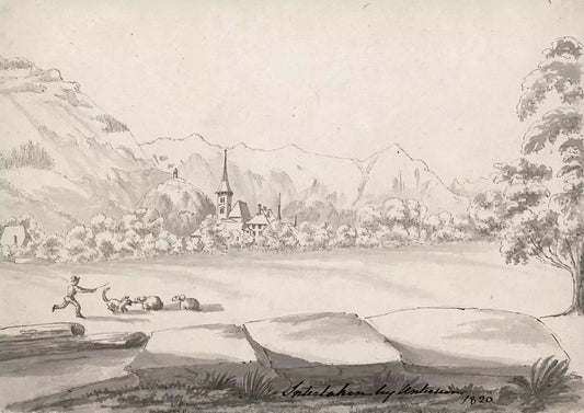 Elizabeth Campbell (1783-1861) Watercolour Painting - Interlaken Unterseen Switzerland 1820