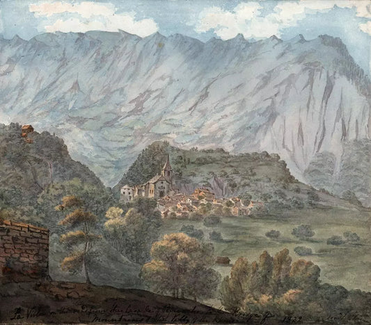 Elizabeth Campbell (1783-1861) Watercolour Painting - La Ville Switzerland - Road To Chamonix 1822