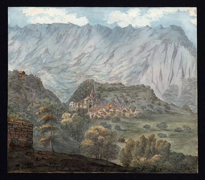 Elizabeth Campbell (1783-1861) Watercolour Painting - La Ville Switzerland - Road To Chamonix 1822