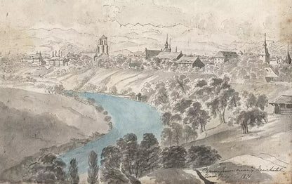 Elizabeth Campbell (1783-1861) Watercolour Painting - Bern From Near Neuchatel Switzerland 1821