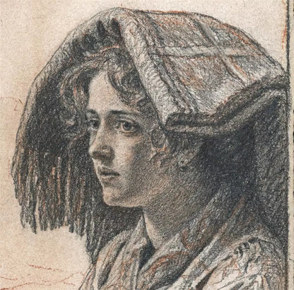 Hermann Hirsch (1861-1934) - Antique Pencil Drawing - Portrait Of A Lady