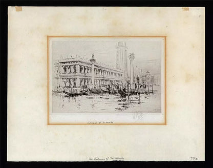 William Walcot (1874-1943) Signed Etching - The Library Of San Marco Venice 1920