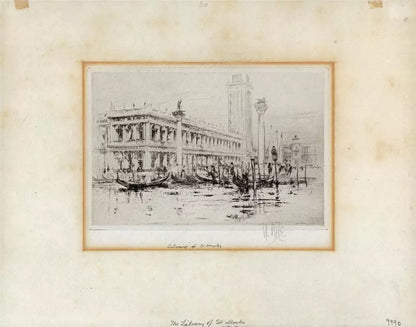 William Walcot (1874-1943) Signed Etching - The Library Of San Marco Venice 1920
