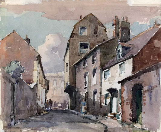 William Hyams (1878-1952) Watercolour Painting - A Street In Lewes