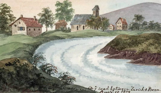 Elizabeth Campbell (1783-1861) Watercolour Painting - On road between Zurich & Bern, Switzerland 1819