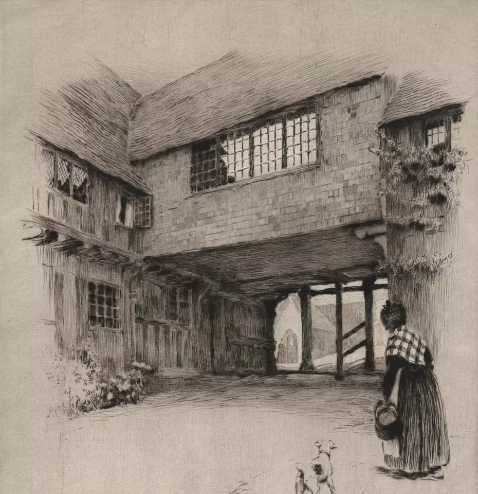 Cecil Aldin (1870-1935) - Pencil Signed Etching - Penshurst