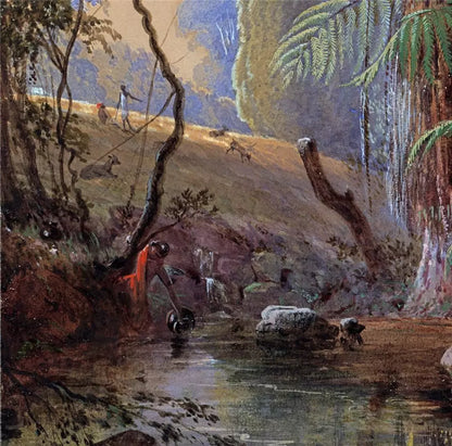 Tropical Forest - Fern Trees - Watercolour Painting - J F Bland - 19th Century