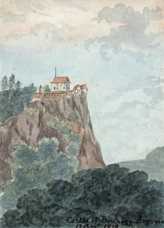 Elizabeth Campbell (1783-1861) Watercolour Painting - Brunegg Castle Aargau Switzerland 1819