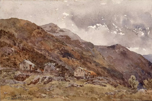 Borgund Norway 1889 - Antique Watercolour Painting - 19th Century