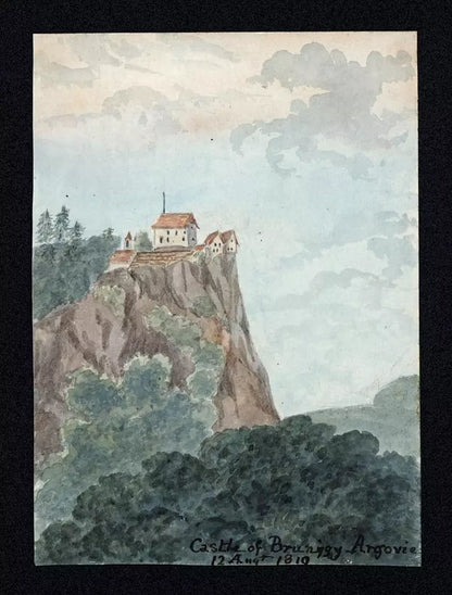 Elizabeth Campbell (1783-1861) Watercolour Painting - Brunegg Castle Aargau Switzerland 1819
