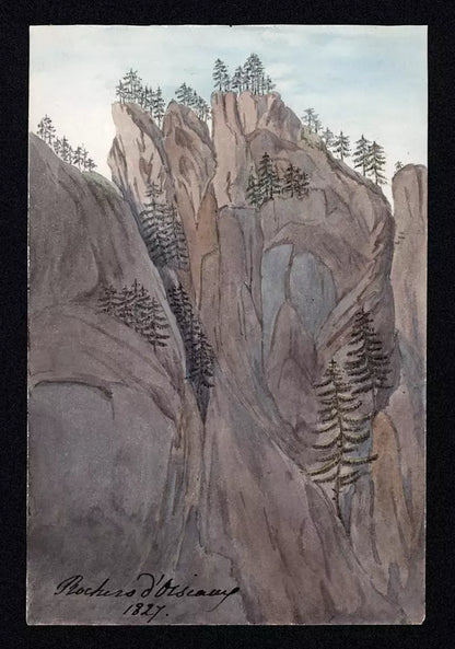Elizabeth Campbell (1783-1861) Watercolour Painting - Rochers - European Mountains 1827