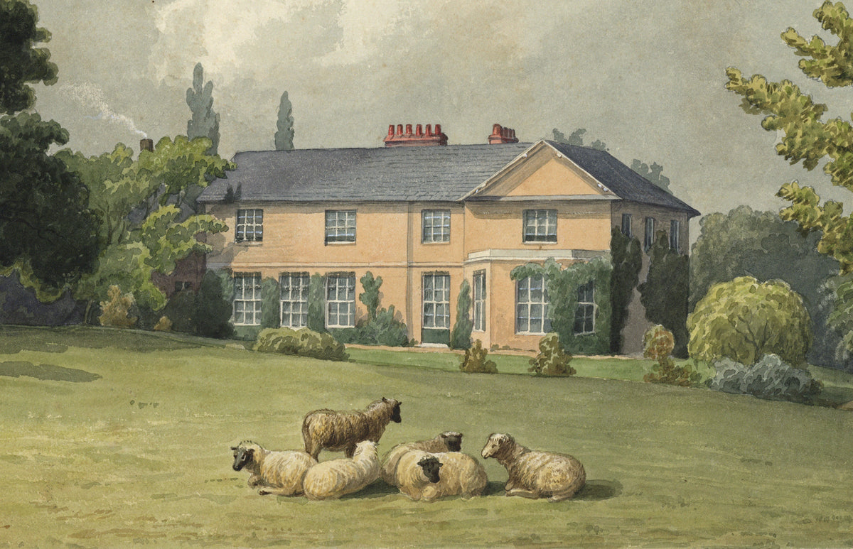 William Hubbard (1804-1870) Watercolour Painting - The Rectory Crayford Kent