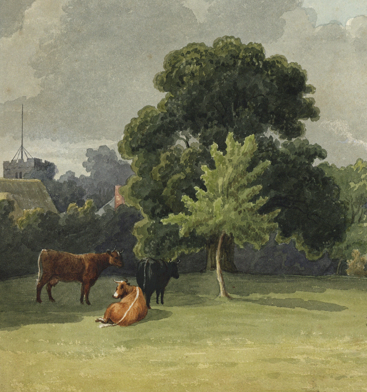 William Hubbard (1804-1870) Watercolour Painting - The Rectory Crayford Kent