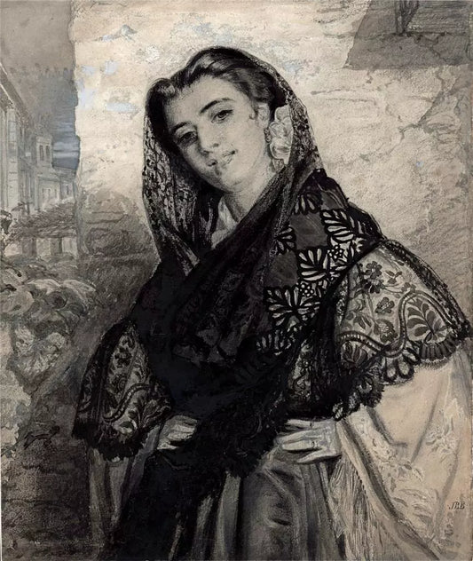 John Bagnold Burgess (1830-1897) Watercolour Painting - The Belle Of The Village