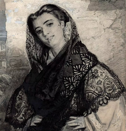 John Bagnold Burgess (1830-1897) Watercolour Painting - The Belle Of The Village