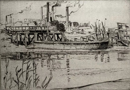 Leslie Moffat Ward (1888-1978) - Pencil Signed Etching - A Medway Cement Wharf