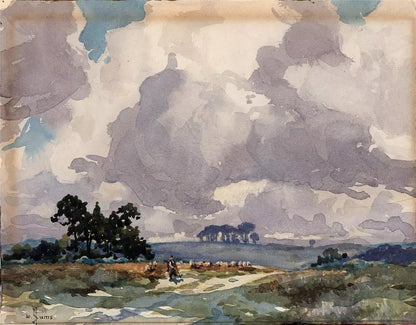 William Hyams (1878-1952) Watercolour Painting - Rural Landscape