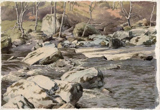 Charles Henry Harrison Burleigh (1869-1956) Watercolour Painting - Rocky River