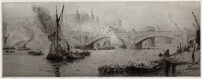 William Lionel Wyllie (1851-1931) Signed Etching - Southwark Bridge London