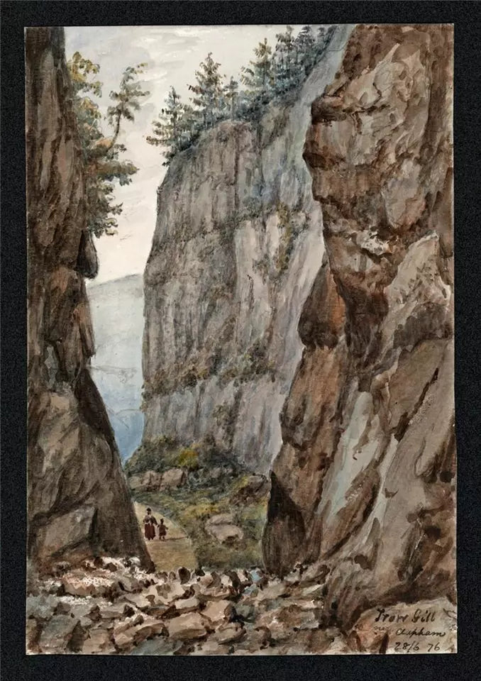 Trow Gill Near Clapham 1876 - Watercolour Painting - Algerina Peckover (1841-1927)