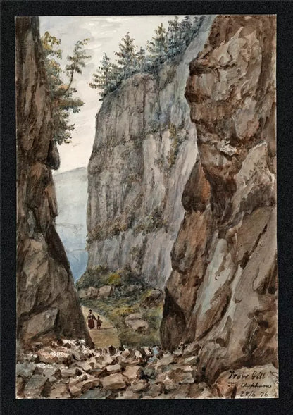 Trow Gill Near Clapham 1876 - Watercolour Painting - Algerina Peckover (1841-1927)