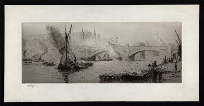 William Lionel Wyllie (1851-1931) Signed Etching - Southwark Bridge London