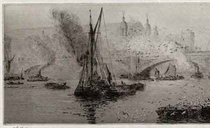 William Lionel Wyllie (1851-1931) Signed Etching - Southwark Bridge London