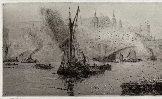 William Lionel Wyllie (1851-1931) Signed Etching - Southwark Bridge London