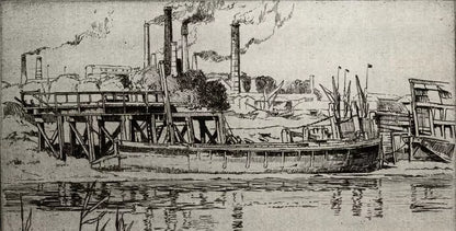 Leslie Moffat Ward (1888-1978) - Pencil Signed Etching - A Medway Cement Wharf