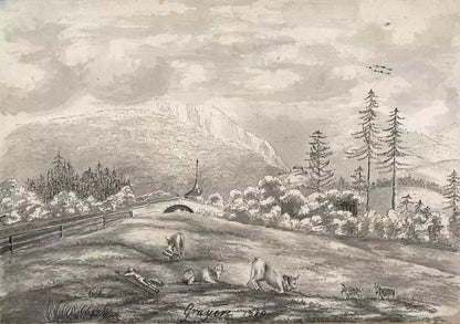 Elizabeth Campbell (1783-1861) Watercolour Painting - Gruyeres Switzerland 1820