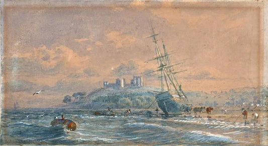 Samuel Phillips Jackson (1830-1904) - Watercolour Painting - Castle On Coastline