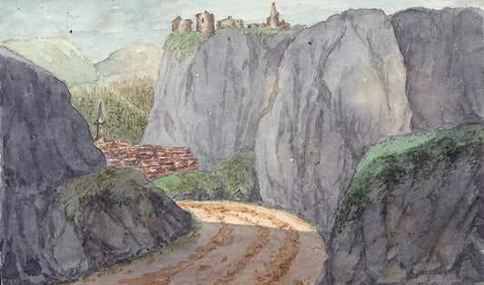 Elizabeth Campbell (1783-1861) Watercolour Painting - European Mountain Village