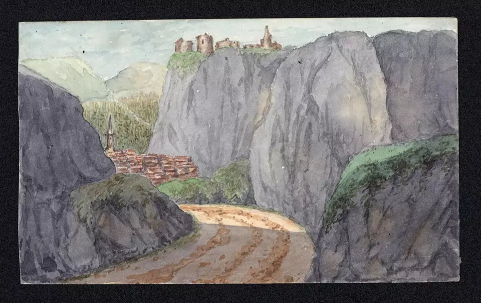 Elizabeth Campbell (1783-1861) Watercolour Painting - European Mountain Village