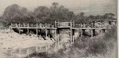 Mortimer Luddington Menpes - Signed Etching - Old bridge, Mandalay Burma Myanmar