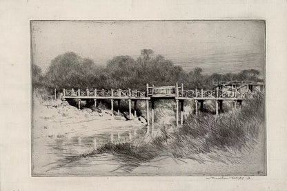 Mortimer Luddington Menpes - Signed Etching - Old bridge, Mandalay Burma Myanmar