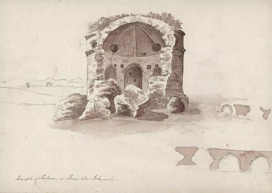 Elizabeth Campbell (1783-1861) Watercolour Painting - Temple Of Fortuna Italy