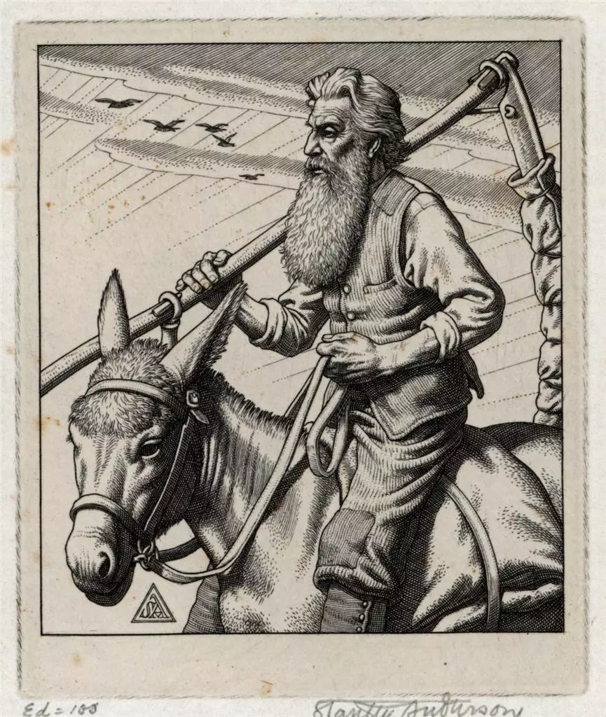Stanley Anderson (1884-1966) Line-engraving - Old Father Time', Of Wiltshire