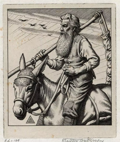 Stanley Anderson (1884-1966) Line-engraving - Old Father Time', Of Wiltshire