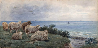 John MacPherson (fl.1858-1891) Watercolour Painting - Sheep In Coastal Landscape