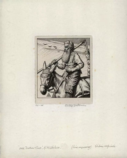 Stanley Anderson (1884-1966) Line-engraving - Old Father Time', Of Wiltshire