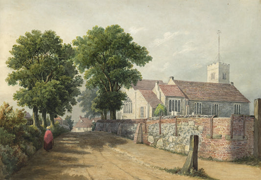 William Hubbard (1804-1870) - Watercolour Painting - Crayford Church From Near The Entrance Of The Rectory