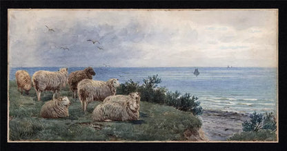 John MacPherson (fl.1858-1891) Watercolour Painting - Sheep In Coastal Landscape