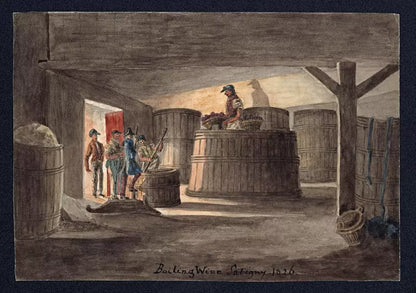 Elizabeth Campbell (1783-1861) Watercolour Painting - Boiling Wine, Satigny, Switzerland 1826