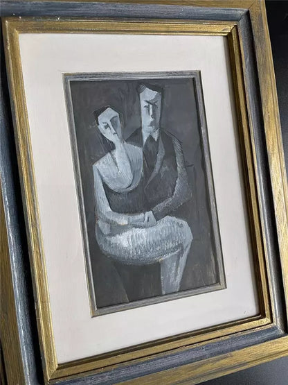 Robert Hunter (1920-1996) - Gouache Painting - Courting Couple - Abstract